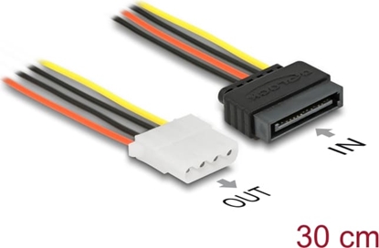 Attēls no Delock Power Cable SATA 15 pin female > 4 pin female 30 cm