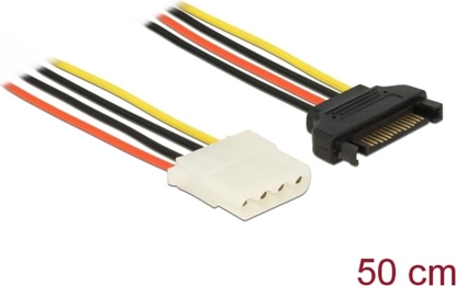 Attēls no Delock Power Cable SATA 15 pin male > 4 pin female 50 cm