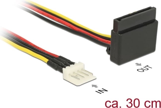 Picture of Delock Power Cable SATA 15 pin receptacle > 4 pin floppy male metal 30 cm