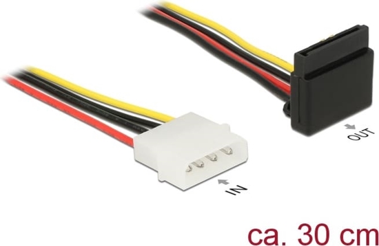 Picture of Delock Power Cable SATA 15 pin receptacle > 4 pin Molex male metal 30 cm