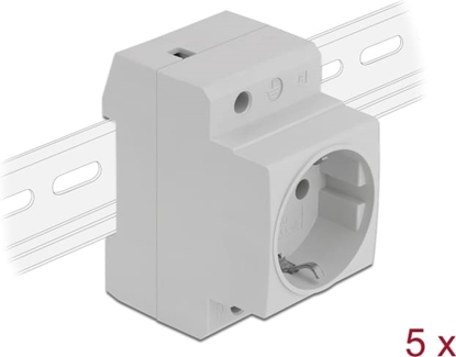 Picture of Delock Power Socket with a Side Grounding Contact for DIN Rail 5 pieces