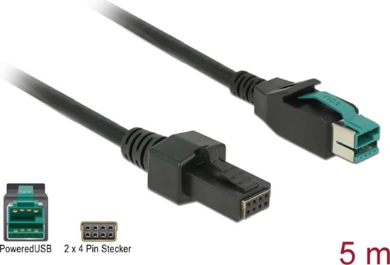 Picture of Delock PoweredUSB cable male 12 V > 2 x 4 pin male 5 m for POS printers and terminals