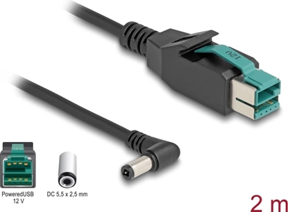 Picture of Delock PoweredUSB cable male 12 V to DC 5.5 x 2.5 mm male angled 2 m
