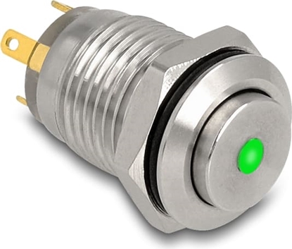 Attēls no Delock Push Button for Installation 12 mm 4 x solder connection LED green dot