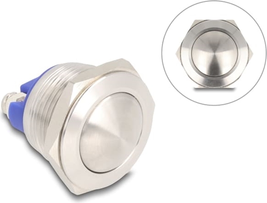 Picture of Delock Push Button for Installation 19 mm 2 x Screw Terminal actuator domed