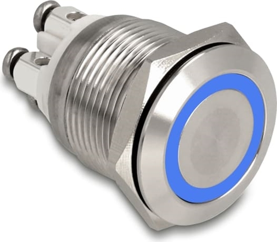 Picture of Delock Push Button for Installation 19 mm 4 x Screw Terminal LED blue