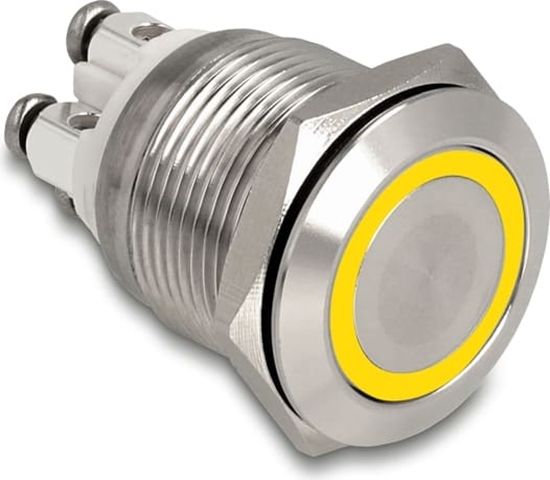 Picture of Delock Push Button for Installation 19 mm 4 x Screw Terminal LED yellow