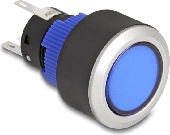 Picture of Delock Push Button protruding for Installation 22 mm 5 x solder connection actuator flat plastic LED blue