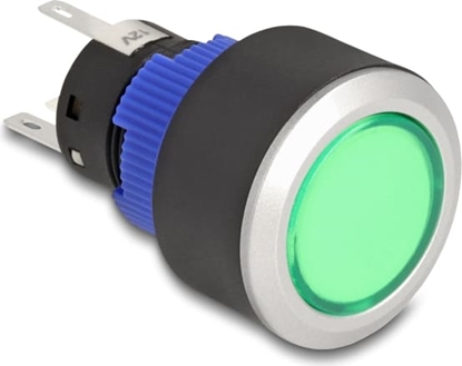 Picture of Delock Push Button protruding for Installation 22 mm 5 x solder connection actuator flat plastic LED green
