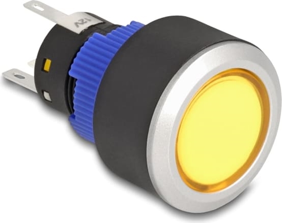 Picture of Delock Push Button protruding for Installation 22 mm 5 x solder connection actuator flat plastic LED yellow