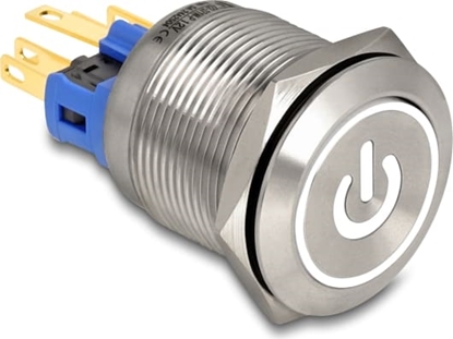 Picture of Delock Push Switch for Installation 22 mm 6 x solder connection LED white power symbol + ring