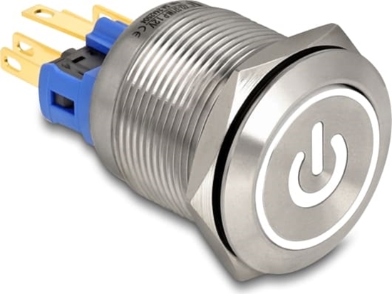 Picture of Delock Push Switch for Installation 22 mm 6 x solder connection LED white power symbol + ring