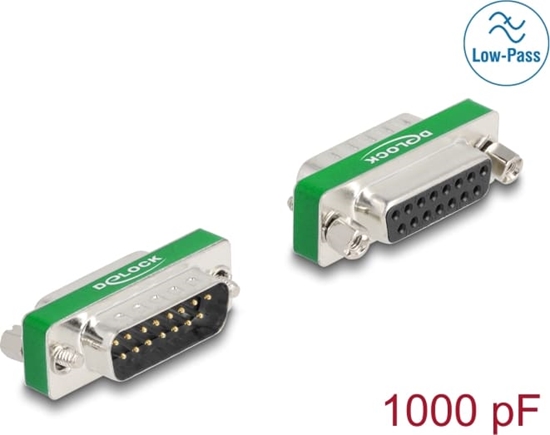 Picture of Delock RF/EMI Interference Suppression Filter D-Sub 15 pin male to female with low-pass filter capacitive