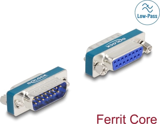 Picture of Delock RF/EMI Interference Suppression Filter D-Sub 15 pin male to female with low-pass inductive