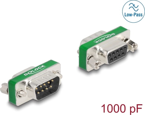 Picture of Delock RF/EMI Interference Suppression Filter D-Sub 9 pin male to female with low-pass filter capacitive