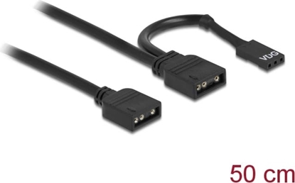 Picture of Delock RGB Connection Cable 3 pin for 5 V RGB / ARGB LED illumination with 2 x 3 pin female 50 cm