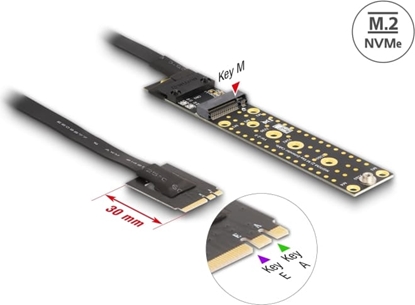 Picture of Delock Riser Card NVMe M.2 Key A+E male to Key M Slot with 20 cm cable
