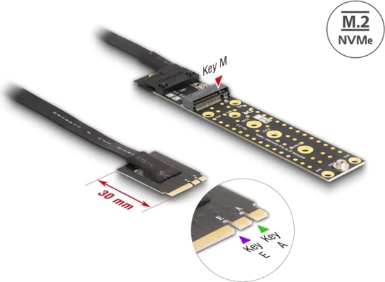 Picture of Delock Riser Card NVMe M.2 Key A+E male to Key M Slot with 20 cm cable