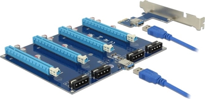 Picture of Delock Riser Card PCI Express x1 > 4 x PCIe x16 with 60 cm USB cable