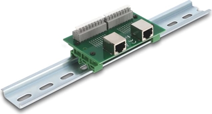 Picture of Delock RJ45 2 x female to 2 x Terminal Block with push-button for DIN rail