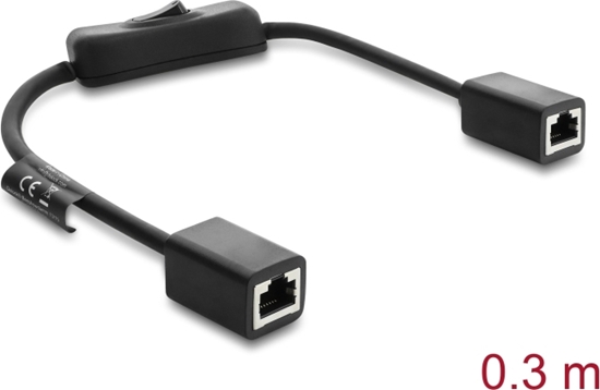 Picture of Delock RJ45 Cable jack to jack with switch Cat.6 F/UTP 0.3 m - network switching black