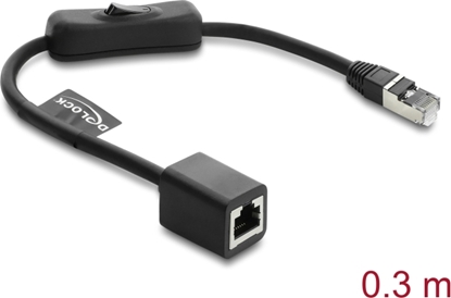 Picture of Delock RJ45 Cable plug to jack with switch Cat.6 F/UTP 0.3 m - network switching black
