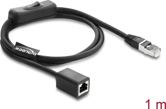 Picture of Delock RJ45 Cable plug to jack with switch Cat.6 F/UTP 1 m - network switching black