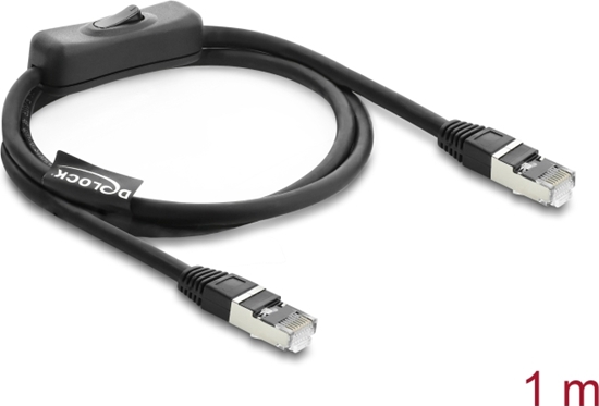 Picture of Delock RJ45 Cable plug to plug with switch Cat.6 F/UTP 1 m - network switching black