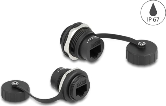 Picture of Delock RJ45 Cat.6 built-in connector with protective cap IP67 dust and waterproof