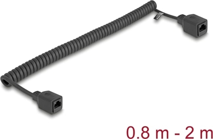 Picture of Delock RJ45 Coiled Cable jack to jack Cat.5e UTP 0.8 m to 2 m black