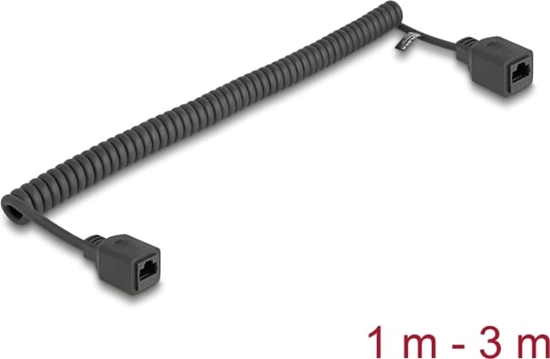 Picture of Delock RJ45 Coiled Cable jack to jack Cat.5e UTP 1 m to 3 m black