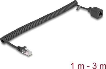 Picture of Delock RJ45 Coiled Cable plug to jack Cat.5e UTP 1 m to 3 m black