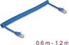 Picture of Delock RJ45 Coiled Cable plug to plug Cat.6 UTP 0.6 m to 1.2 m blue