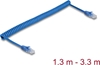 Picture of Delock RJ45 Coiled Cable plug to plug Cat.6 UTP 1.3 m to 3.3 m blue
