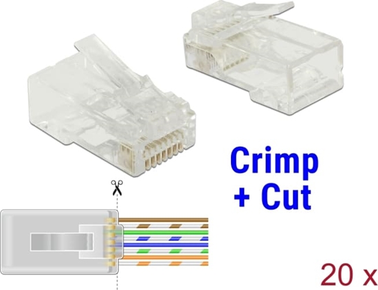 Picture of Delock RJ45 Crimp+Cut Plug Cat.6 UTP 20 pieces