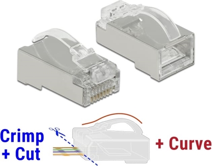 Picture of Delock RJ45 Crimp+Cut+Curve plug Cat.6 STP 20 pieces