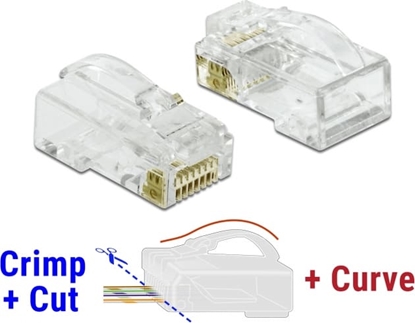 Picture of Delock RJ45 Crimp+Cut+Curve plug Cat.6 UTP 20 pieces