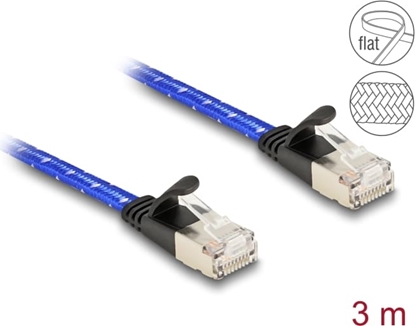 Picture of Delock RJ45 flat network cable with braided coating Cat.6A U/FTP 3 m blue