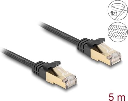 Picture of Delock RJ45 Flat Network Cable with braided jacket Cat.6A U/FTP plug to plug 5 m black