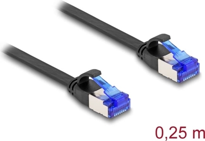 Picture of Delock RJ45 Flat Patch Cable plug to plug Cat.6A flexible 0.25 m black