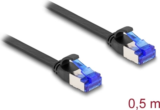 Picture of Delock RJ45 Flat Patch Cable plug to plug Cat.6A flexible 0.5 m black