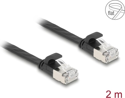 Picture of Delock RJ45 Flat Patch Cable plug to plug Cat.6A U/FTP 2 m black