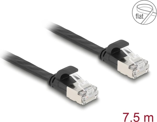 Picture of Delock RJ45 Flat Patch Cable plug to plug Cat.6A U/FTP 7.5 m black