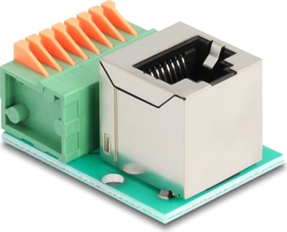 Picture of Delock RJ45 jack 90° angled to Terminal Block with push-button Cat.5e