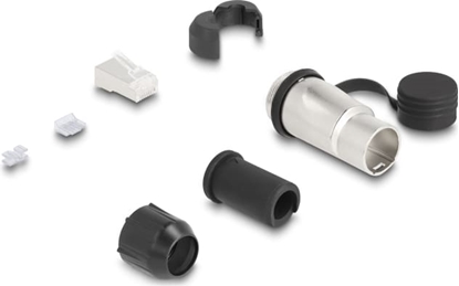 Picture of Delock RJ45 Modular Plug for self-assembly Cat.6A with robust cable plug housing and protective cap suitable for the Delock feed-through couplers 67061 and 67062