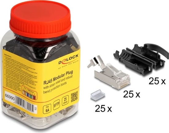 Picture of Delock RJ45 Modular plug with strain relief Cat.6A and robust bend protection boots 25 pcs set