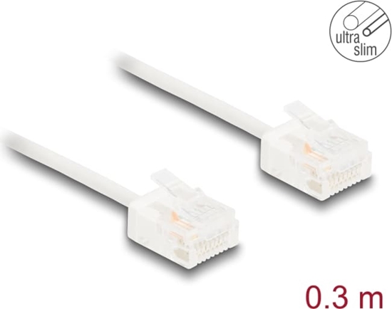 Picture of Delock RJ45 Network Cable Cat.6 UTP Ultra Slim 0.3 m white with short plugs