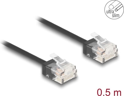 Picture of Delock RJ45 Network Cable Cat.6 UTP Ultra Slim 0.5 m black with short plugs