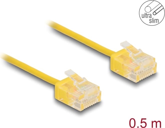 Picture of Delock RJ45 Network Cable Cat.6 UTP Ultra Slim 0.5 m yellow with short plugs