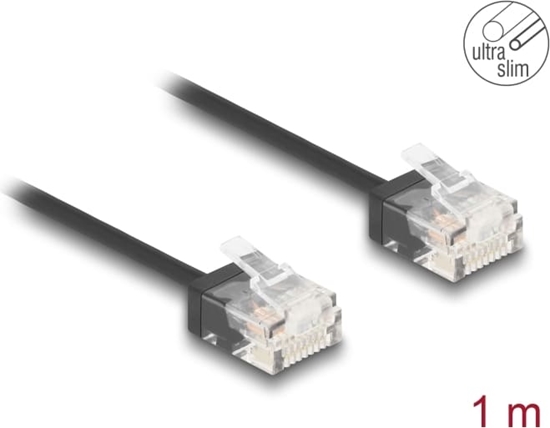 Picture of Delock RJ45 Network Cable Cat.6 UTP Ultra Slim 1 m black with short plugs